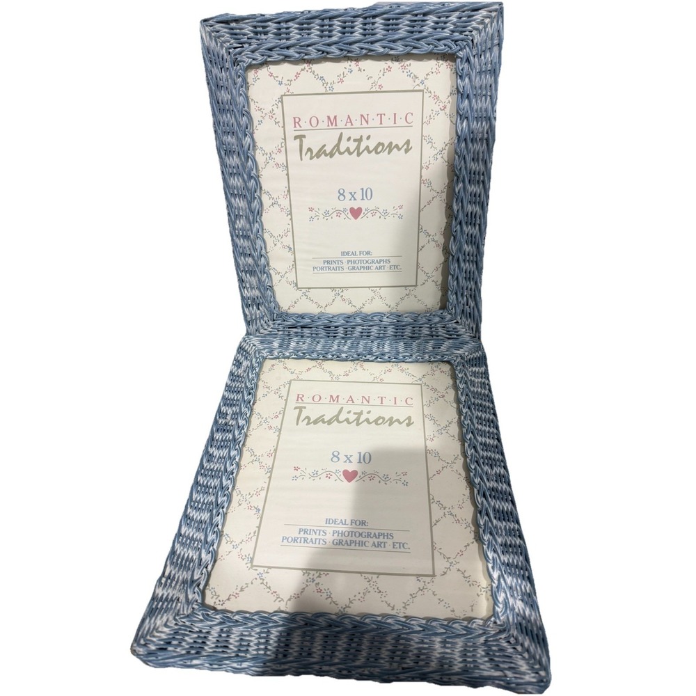 2‎ Romantic Traditions BLUE Rattan Wicker Picture FRAME 8×10"